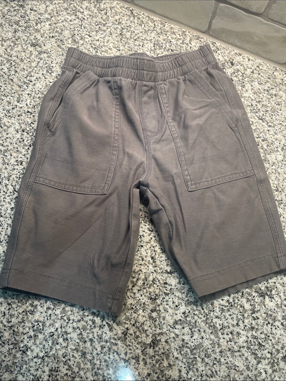 Elastic-Waist Utility Shorts in Taupe
